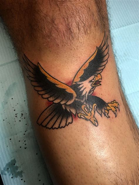 Traditional Eagle Flash Tattoo Done By Micheal At One Shot Tattoo