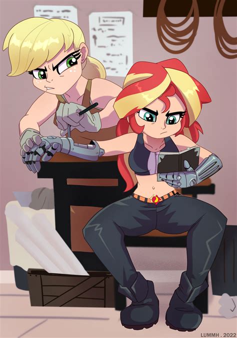 [commission] Fma Sunset Shimmer And Applejack By Lummh On Deviantart