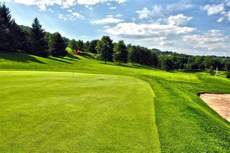 Golf Course In A Sunny Summer Day With Clear Sky Stock Photo Image Of