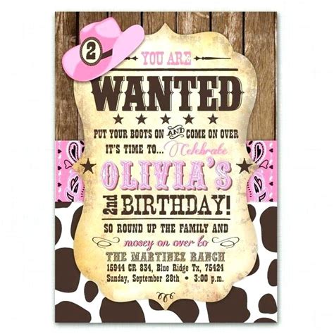 Free Cowgirl Birthday Invitation Templates Free Templates Printable