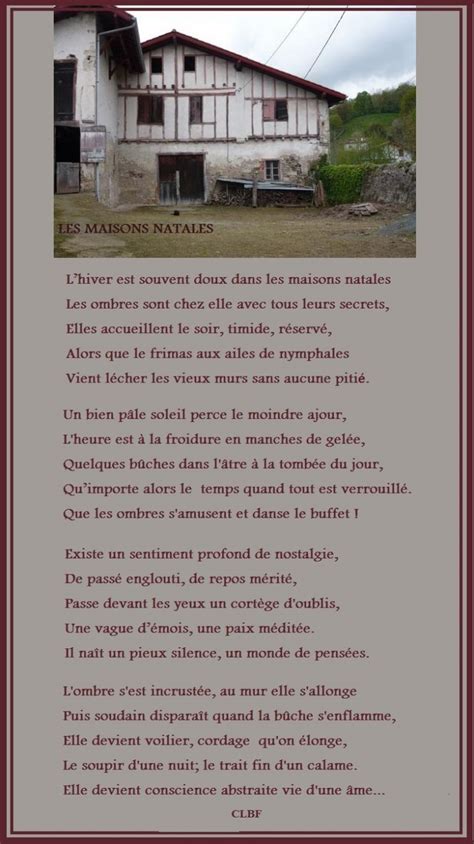 Les Maisons Natales Poeme Sous Le Ber T