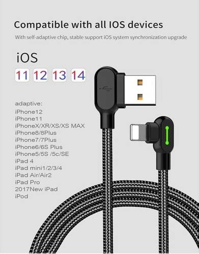 Cabo Carregador Dados Usb Led Mcdodo P IPhone 90 Graus 50cm