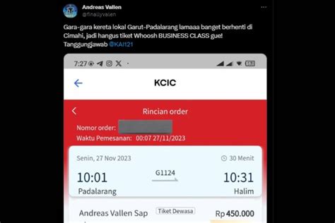 Foto Tiket Kelas Bisnis Kereta Cepat Whoosh Disebutkan Hangus Gara