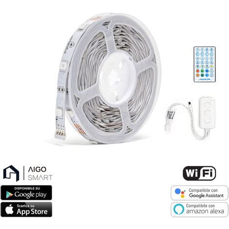 Striscia Led Smart 12V 18W 5 Metri WiFi RGB Luce Regolabile E