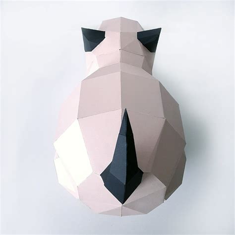 Papercraft Cat Sitting Kitty 3d Low Poly Paper Sculpture Diy 690