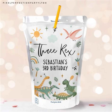 Editable Dinosaur Birthday Party Capri Sun Label Dinosaur Juice Pouch