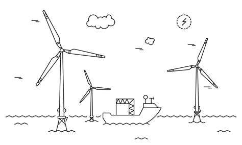 Wind Turbine Farm Line Art Style 18866326 Vector Art At Vecteezy