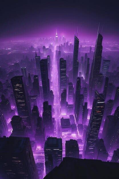 Premium Photo | A city in the night with purple lights