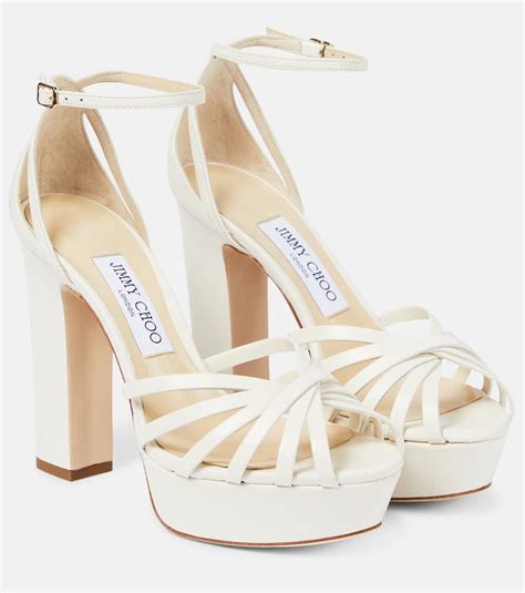 Jimmy Choo Isra Leather Platform Sandals In White Lyst