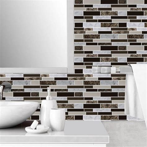 Brown Mosaic Peel And Stick Backsplash Tile Commomy