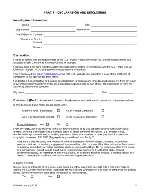 Fillable Online Phs Financial Disclosure Guidance Conflict Of