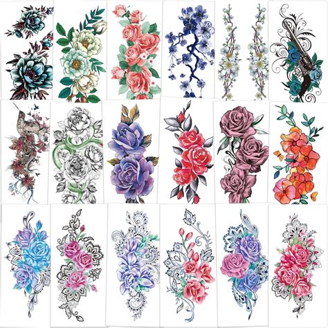 Buy Konsait 18 Sheets Large Temporary Tattoos Flowerrose Tattoo Temporary Waterproof Sexy Body