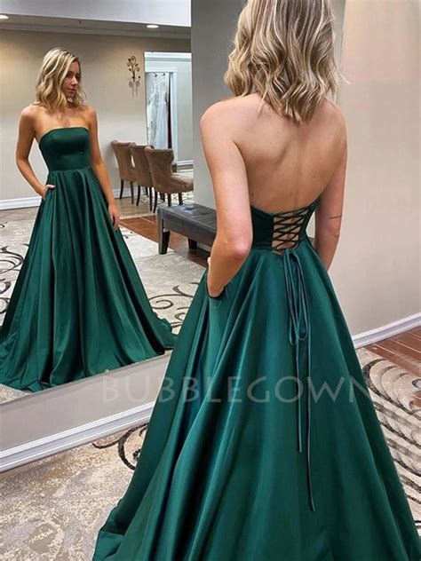 Sex A Line Satin Long Evening Prom Dresses Long Custom Party Prom Dre Bubblegowns