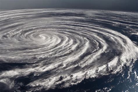 Super Typhoon Hurricane Eye Over Sea Ocean Surface Natural Disaster