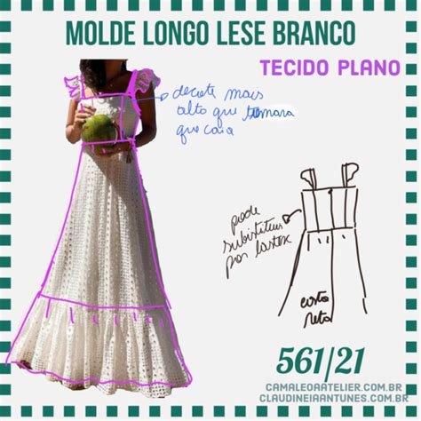 Molde Vestido Longo Lese Branco Camaleoa Atelier De Costura