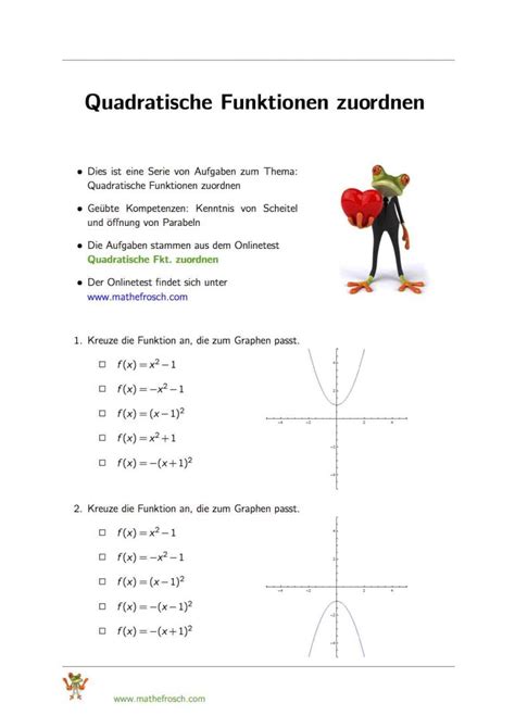 Quadratische Funktionen Zuordnen Mathematik Lernen