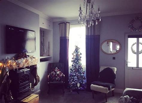 My living room at Christmas time! Dulux goose down, Bhs chandelier ...