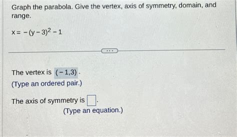 Solved Graph The Parabola Give The Vertex Axis Of Chegg