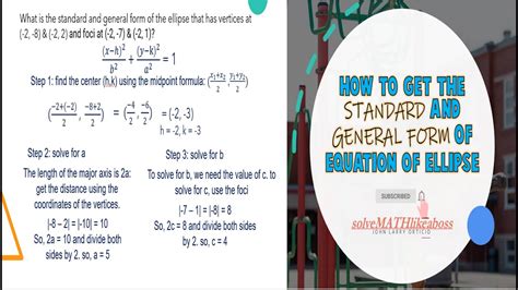 STEM PRECALCULUS LESSON 3 EQUATION OF ELLIPSE STANDARD AND