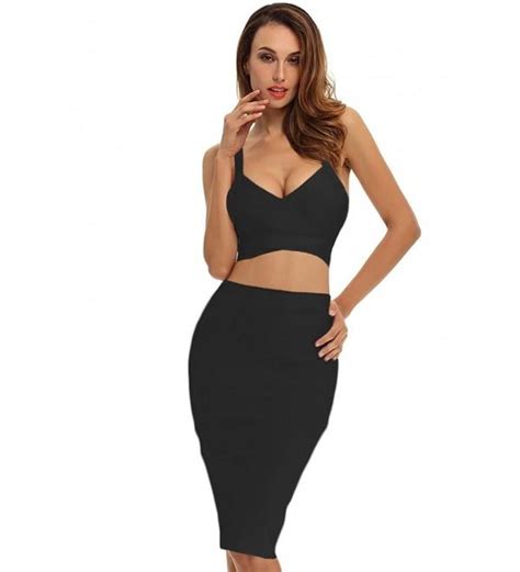 Womens Bodycon Skirt Set 2 Pieces Sleeveless Celebrity Bandage Dress