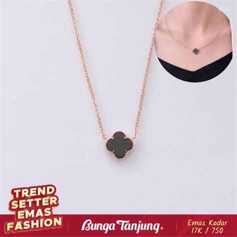 Jual Kalung Clover Var Black Emas K Bunga Tanjung Gold Shopee