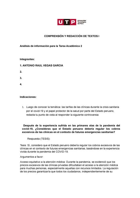 Semana 09 Consigna para tarea de la semana TA2 COMPRENSIÓN Y