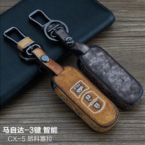 Leather Car Keychain Key Fob Case Cover For Mazda M M M Mx Cx