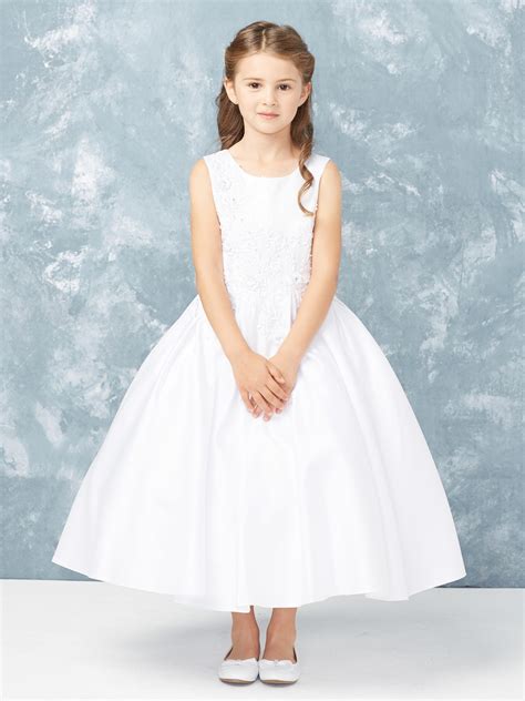 Satin Communion Dress with Lace Appliques, 5765 - St. Jude Shop, Inc.