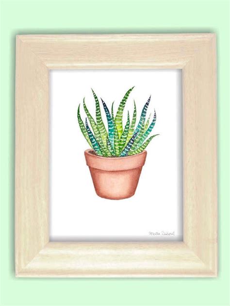 Cactus Painting Succulent Watercolor Art Print Plant Wall Etsy