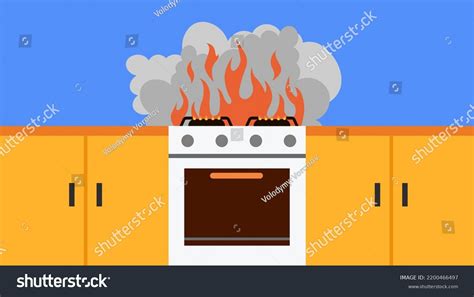 Burning Gas Stove Kitchen Stock Vector Royalty Free 2200466497 Shutterstock