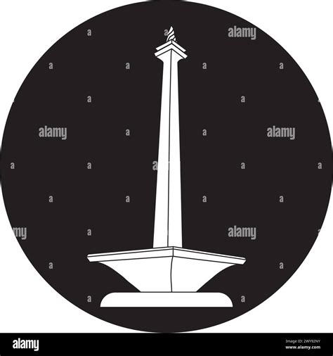 Monas Monument Icon Historical Building In Indonesia Jakarta Vector