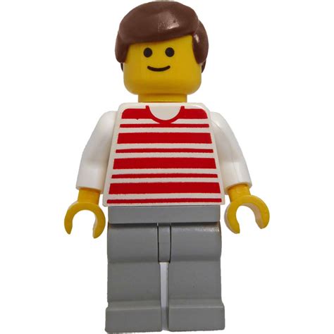 Lego Man With Red Horizontal Lines Minifigure Comes In Brick Owl