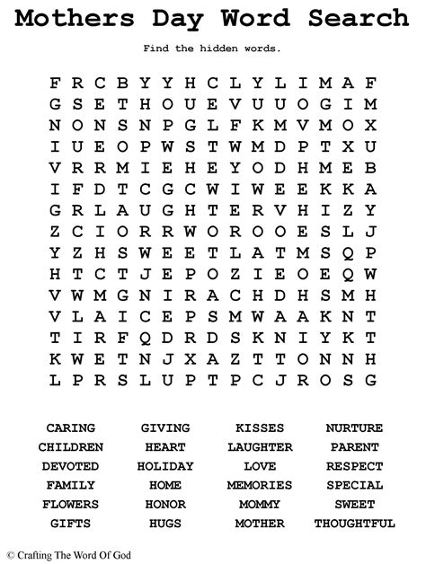 Free Mother's Day Crossword Puzzle Printable | Mother's Day | Word ...