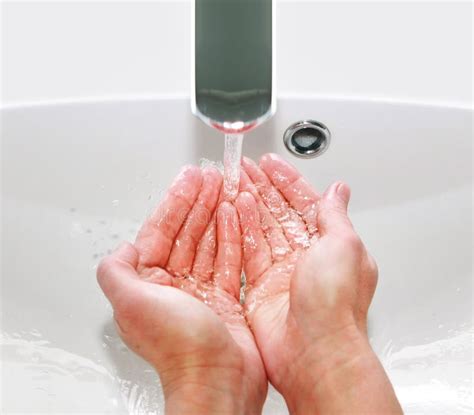 Washing Hands In Sink Stock Image Image Of Prevent Pour