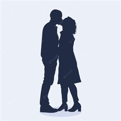 Free Vector Flat Design Couple Kissing Silhouette