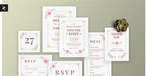 Floral Wedding Invitation Suite Template TemplateMonster