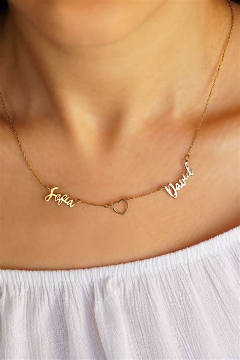 Two Name Necklace Silver 925 Name Necklace Personalized Necklace