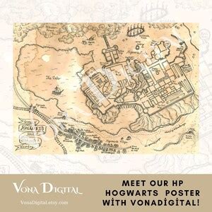 Hogwarts Map Printable PDF, HP Map Digital Poster, Wizard and Whitchcraft School Map, HP Poster ...