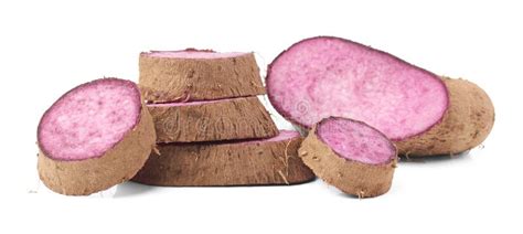 Purple Yam Slices, Ube or Greater Yam Isolated Stock Photo - Image of ...