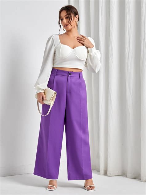 Shein Privé Plus High Waist Wide Leg Pants Shein Usa