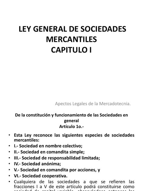 Ley General De Sociedades Mercantiles 1a10 1