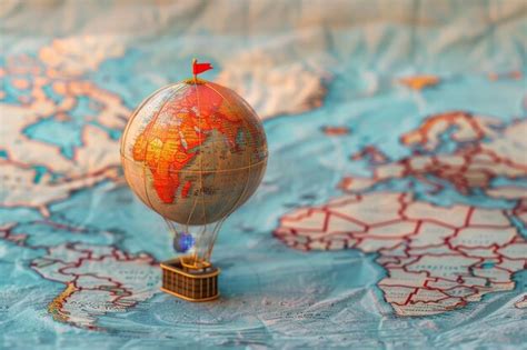 Premium Photo Hot Air Balloon And Map In The Concept Of Travel And