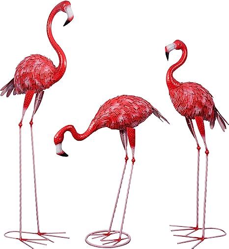 Amazon SUNREEK Flamingo Garden Statues And Sculptures 3 Pcs Metal