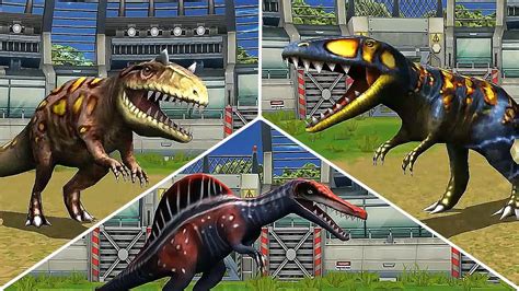 Spinosaurus Vs Allosaurus Vs Carcharodontosaurus Jurassic Tournament Jurassic Park Builder