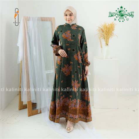 Jual Cod Siap Kirim Gamis Muslimat Nu Hijau Sedang Tanpa Karet Belakang