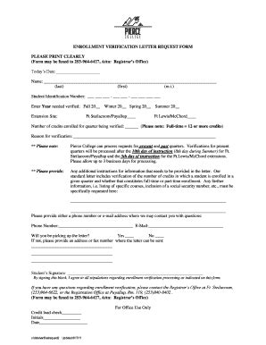 Fillable Online Pierce Ctc Enrollment Verification Letter Request Form