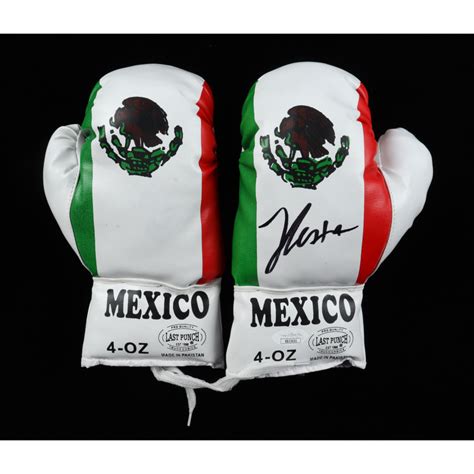 Julio Cesar Chavez Signed Pair Of Last Punch Mexico Boxing Glove Jsa