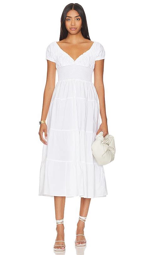 WeWoreWhat Puff Sleeve Smocked Midi Dress In White Classic White