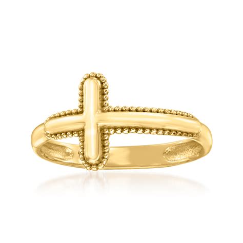 14kt Yellow Gold Sideways Cross Ring Ross Simons