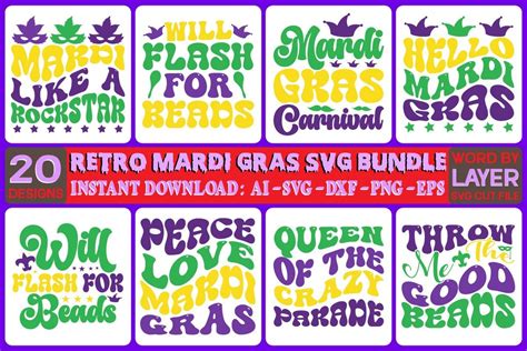 Retro Mardi Gras SVG Bundle Bundle Creative Fabrica